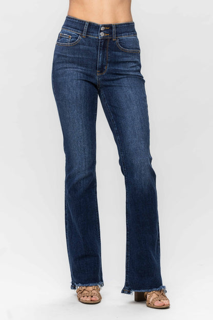 ONLINE ONLY Judy Blue Full Size Frayed Hem Bootcut Jeans