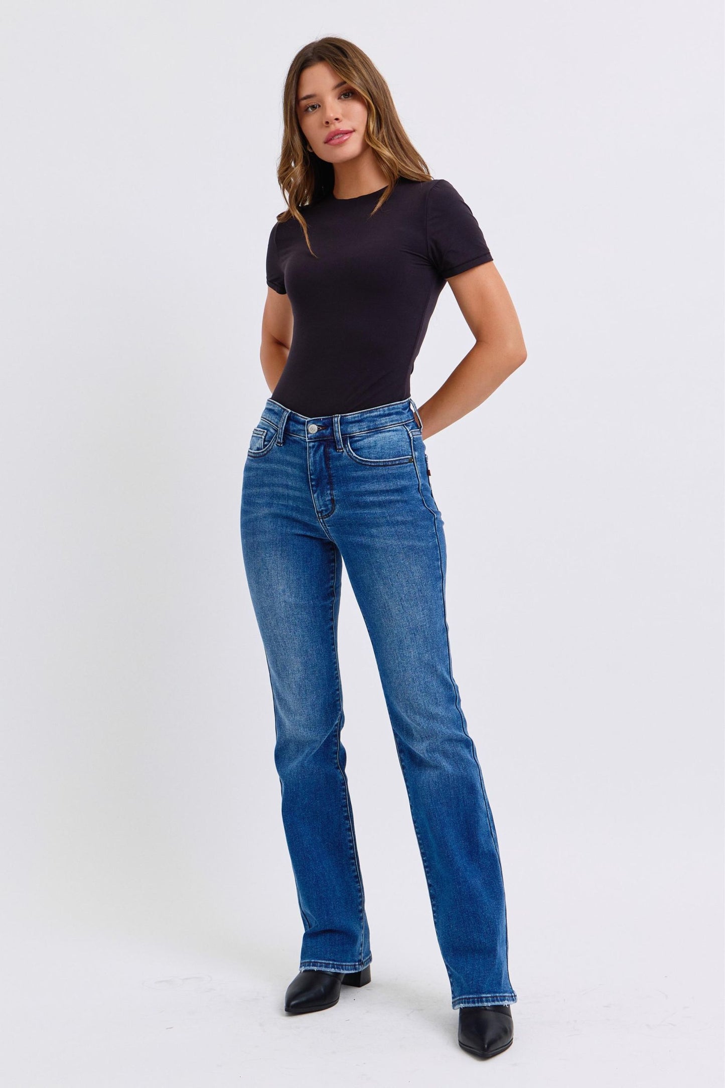 Judy Blue Full Size Run Mid-Rise Bootcut Jeans with Thermal Lining ONLINE ONLY