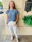 Pleat Back Tunic Top - Denim