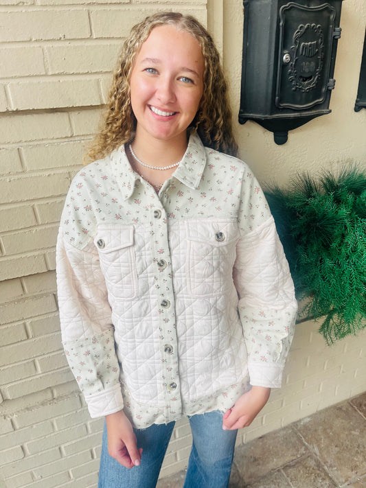 Oversized Floral Printed Cotton Jacket