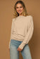 Long Extended Sleeve Drop Shoulder Top - Dark Oatmeal