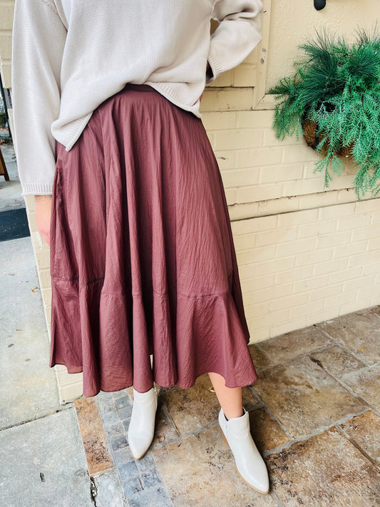 Flounce Midi Skirt - Mocha