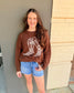 Western Boot Knit Sweater - Brown