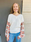 Crochet Patchwork Sweater - Ivory/Orange