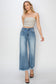 ONLINE ONLY RISEN Raw Hem Cropped Wide Leg Jeans