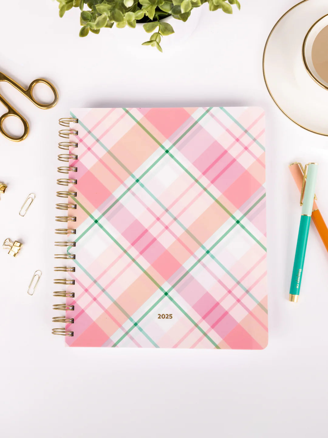 Mary Square Spiral Planner - Harper Plaid