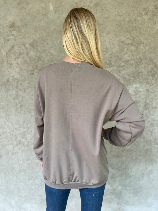 Relaxed Oversized Pullover Sweatshirt - Mocha