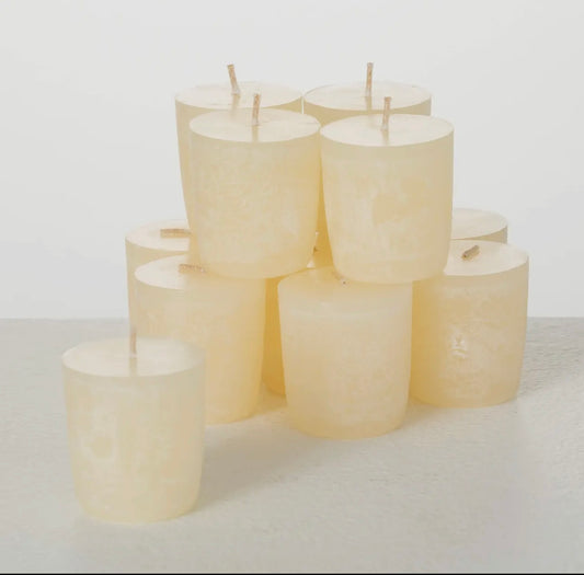 White Timber Votives Set Of 12