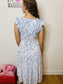Floral V-Neck Smocked Midi Dress - Blue