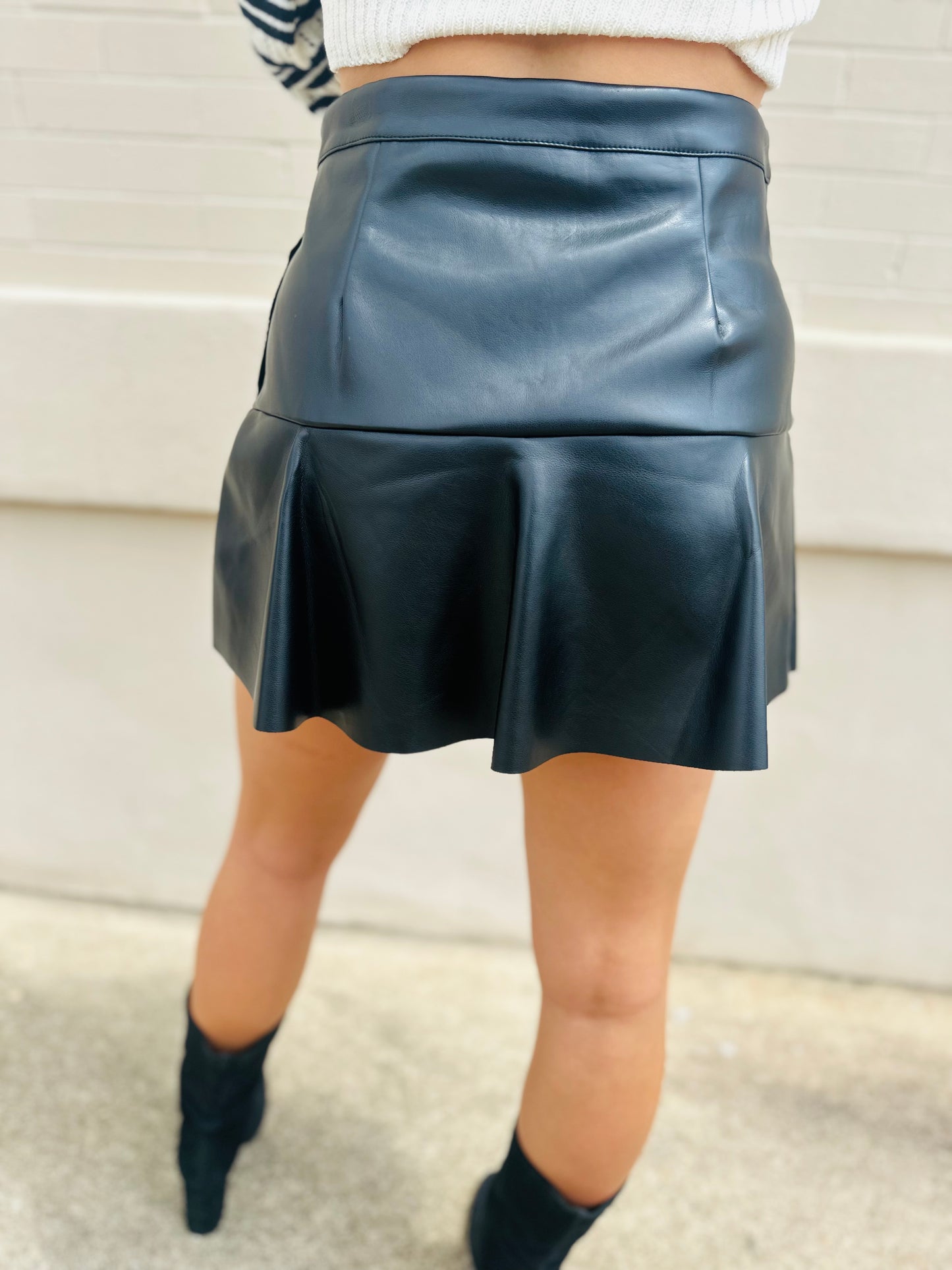 Faux Leather Skort