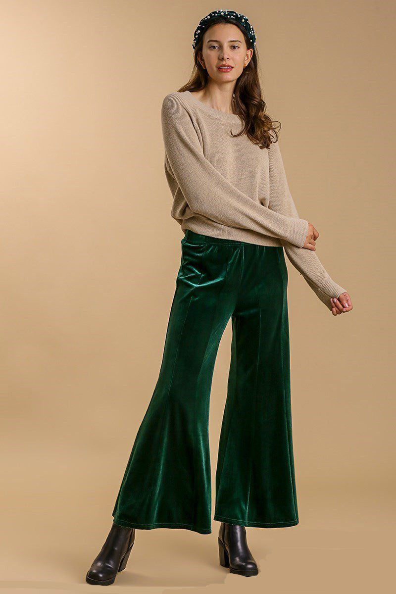 High Rise Elastic Waist Flare Pants ONLINE ONLY