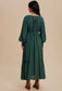 Gathered Long Sleeve Maxi Dress - Deep Forest Green