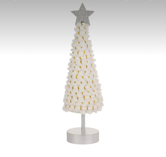 11.75" Tall White and Gold Cone Tree