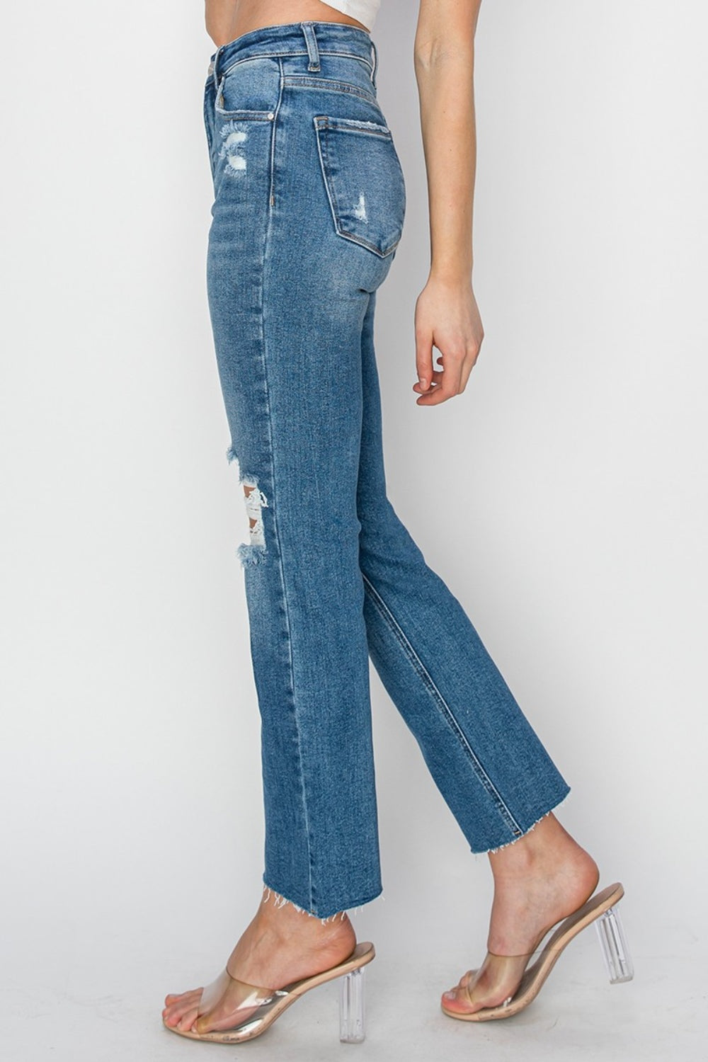 ONLINE ONLY RISEN High Rise Distressed Ankle Jeans