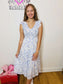 Floral V-Neck Smocked Midi Dress - Blue