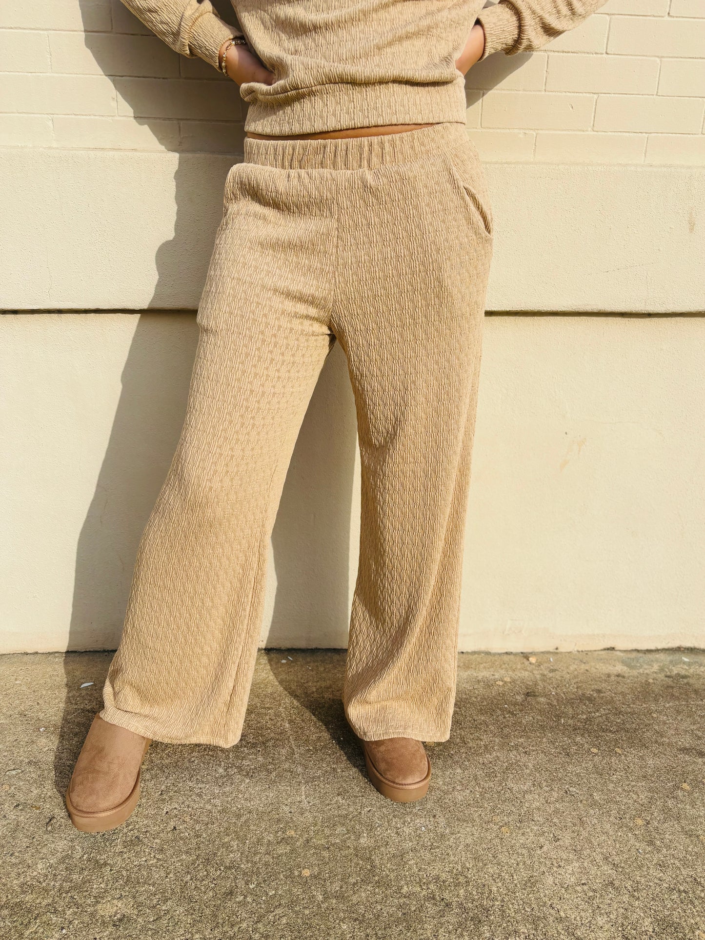 Rib Knit Sweatpants - Taupe