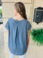 Pleat Back Tunic Top - Denim