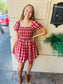 Plaid Smocked Puff Sleeve Dress
