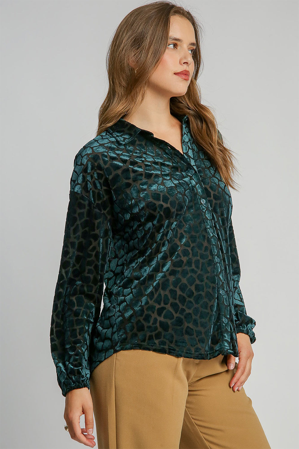 Animal Print Button Up Velvet Shirt ONLINE ONLY