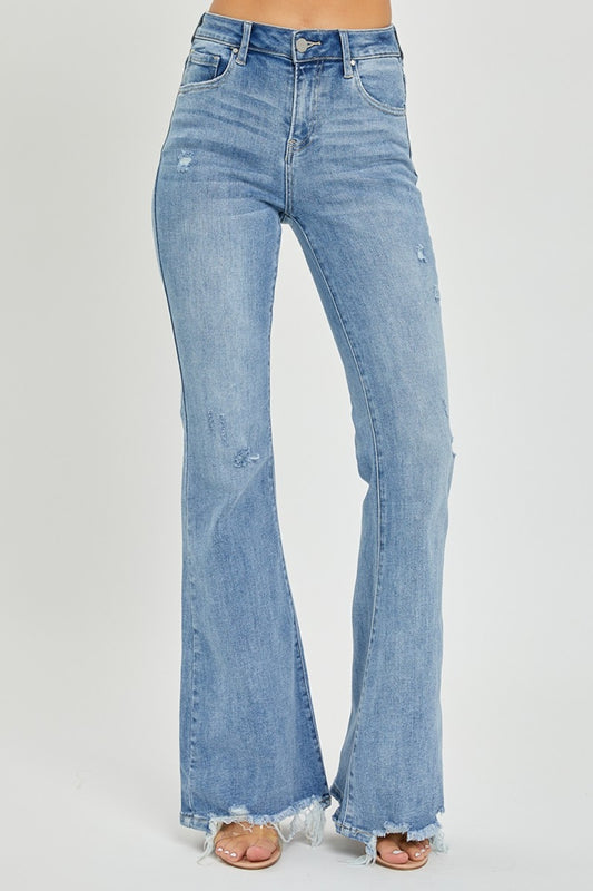 ONLINE ONLY Risen Full Size High Rise Frayed Hem Flare Jeans