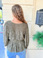 Smocked Button Front Peasant Top - Dark Olive