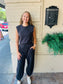 Drawstring Waist Sleeveless Knit Jumpsuit