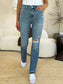 ONLINE ONLY Full Size Mid Rise Destroyed Hem Distressed Jeans