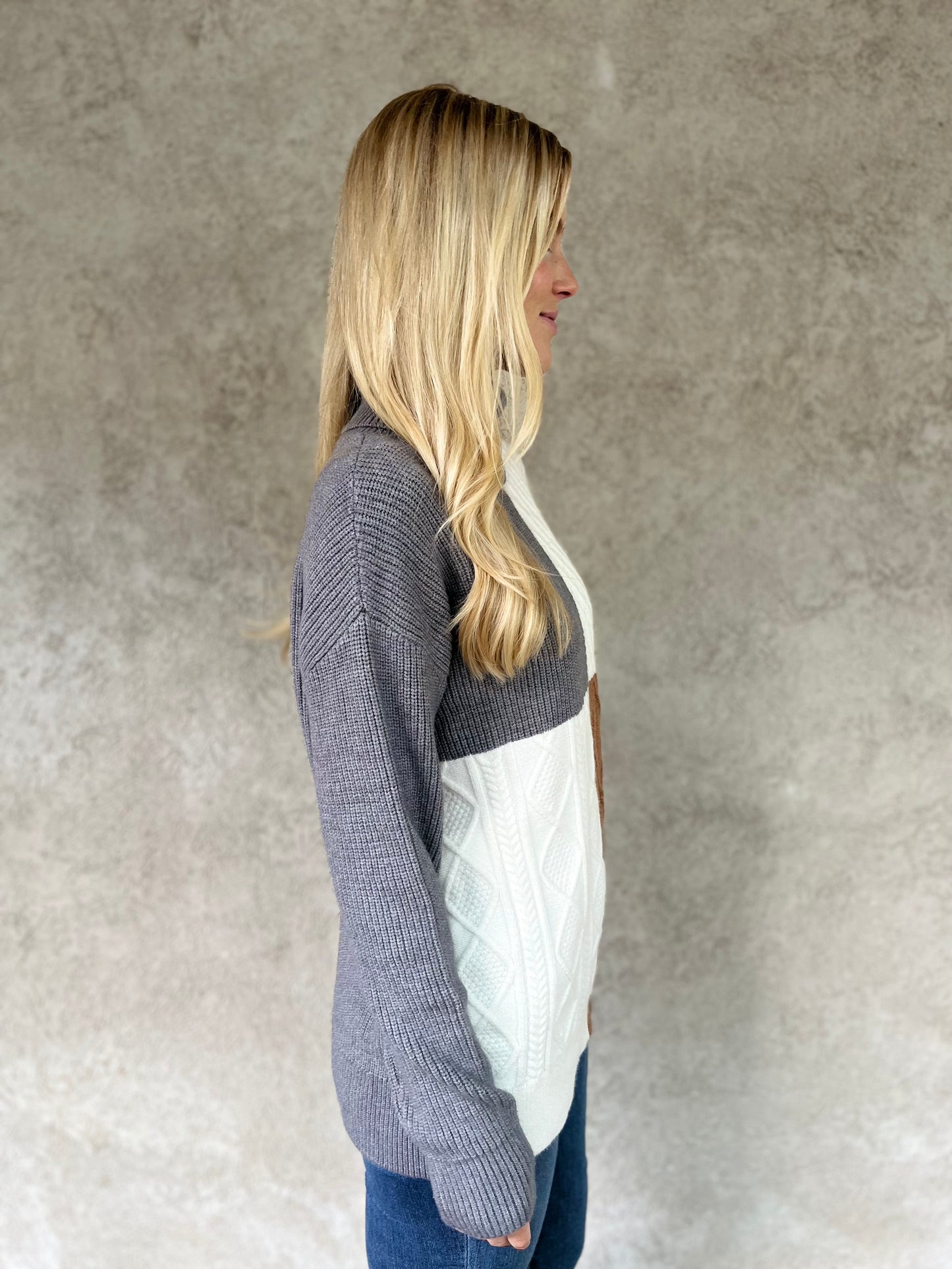 Color Block Super Soft Turtleneck Sweater