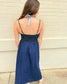 Front Hook Corset Denim Midi Dress