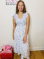 Floral V-Neck Smocked Midi Dress - Blue