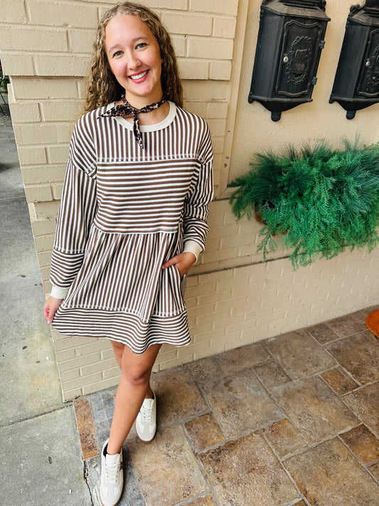 Oversized Striped Casual Knit Dress