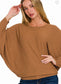 Ribbed Batwing Boat Neck Sweater