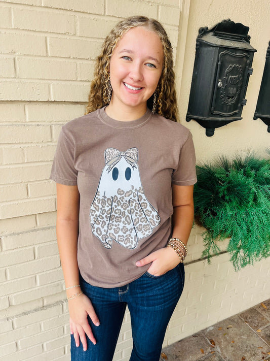 Cheetah Ghost Graphic Tee - Espresso