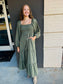 Long Sleeve Smocked Chest Flattering Maxi Dress - Olive