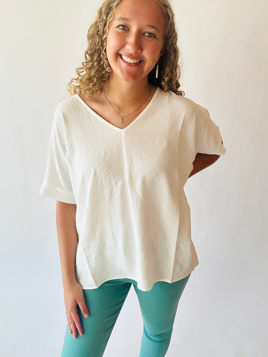 Airflow V-Neck Dolman Top - Off White