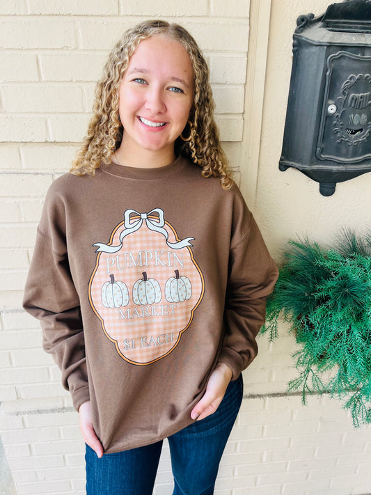 Pumpkin Market Graphic Sweatshirt - Brown