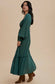 Gathered Long Sleeve Maxi Dress - Deep Forest Green