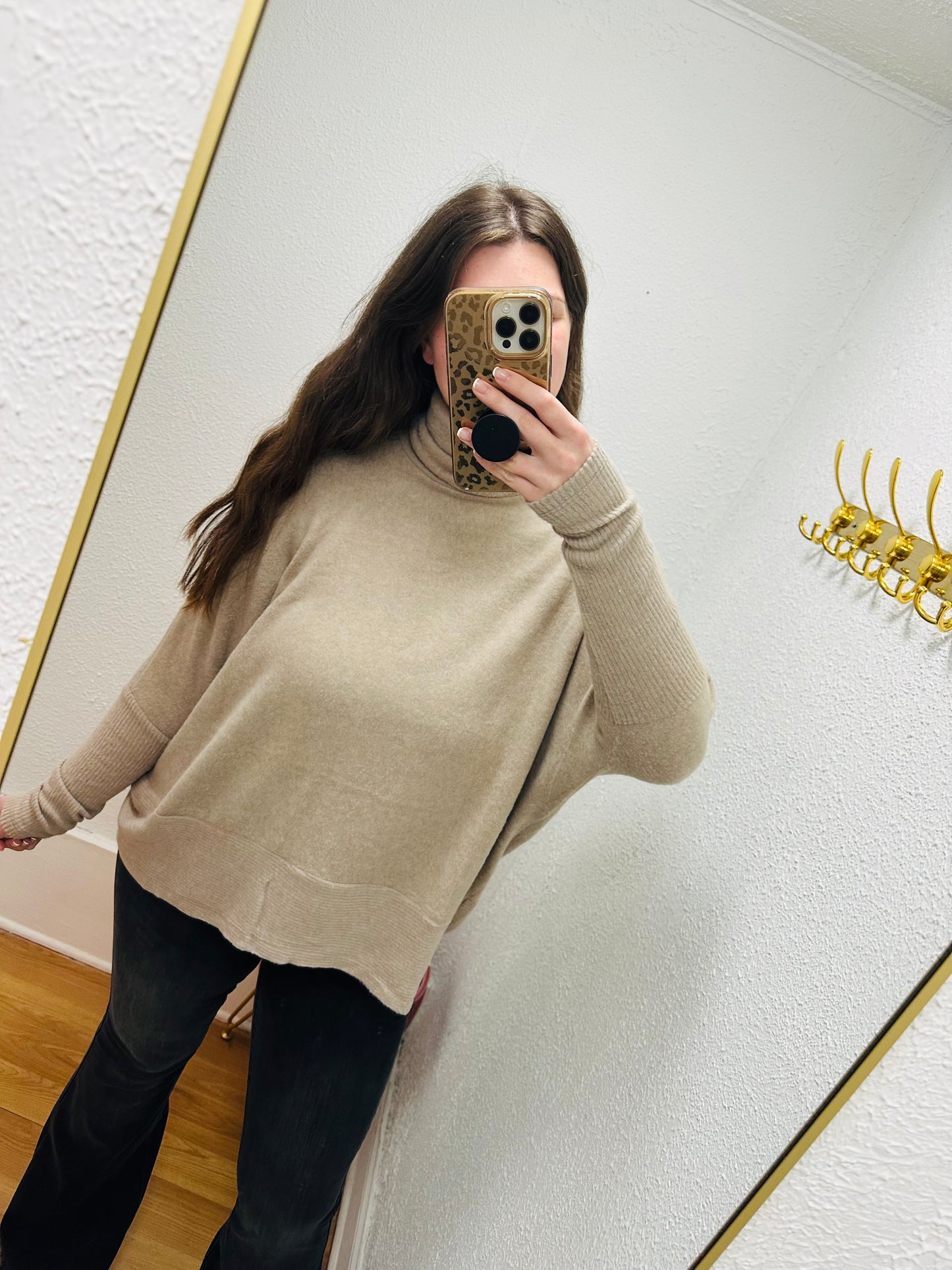 Brushed Melange Hacci Turtleneck Sweater