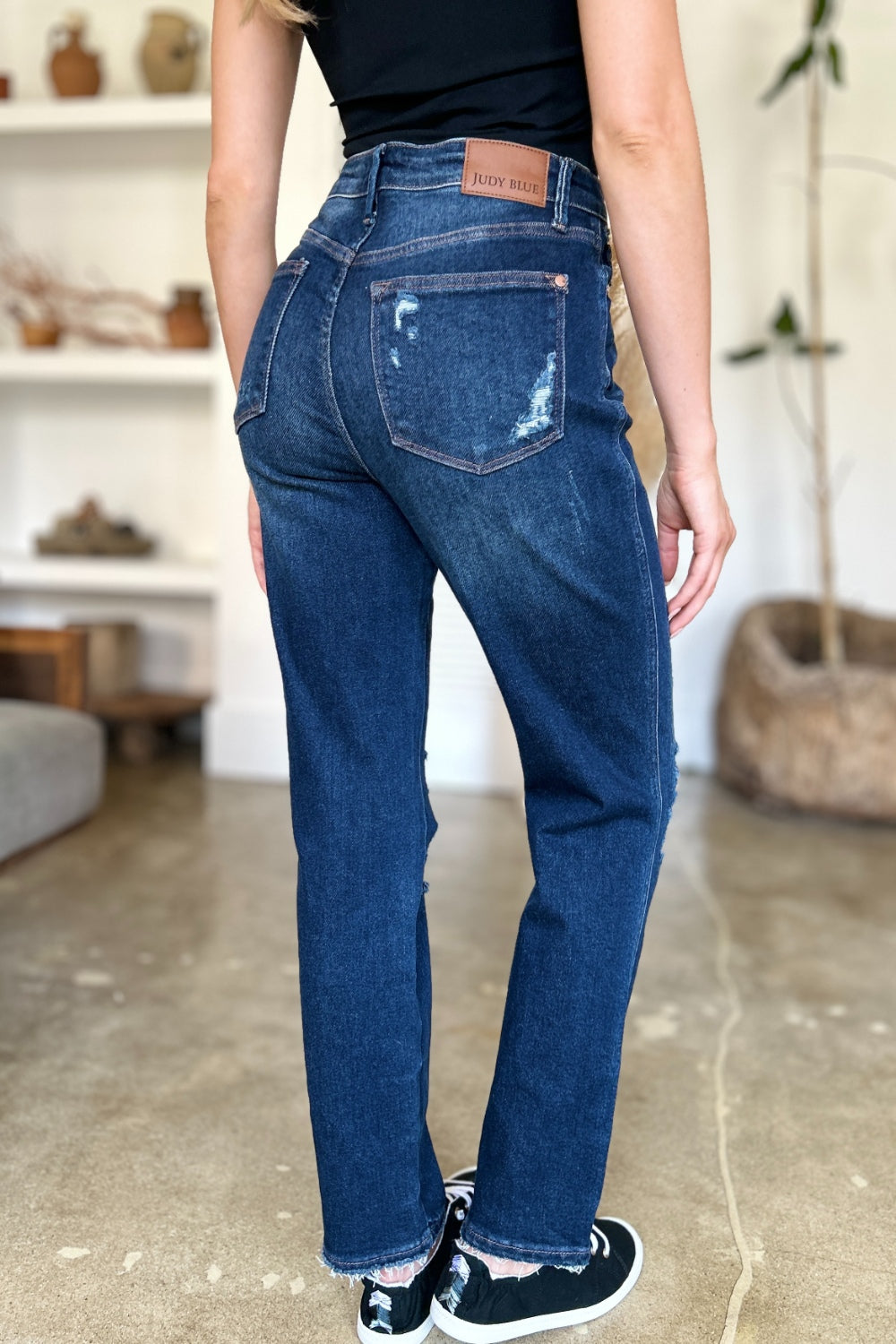 ONLINE ONLY Judy Blue Full Size High Waist Rigid Magic Heavy Destroy Straight Jeans