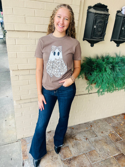 Cheetah Ghost Graphic Tee - Espresso
