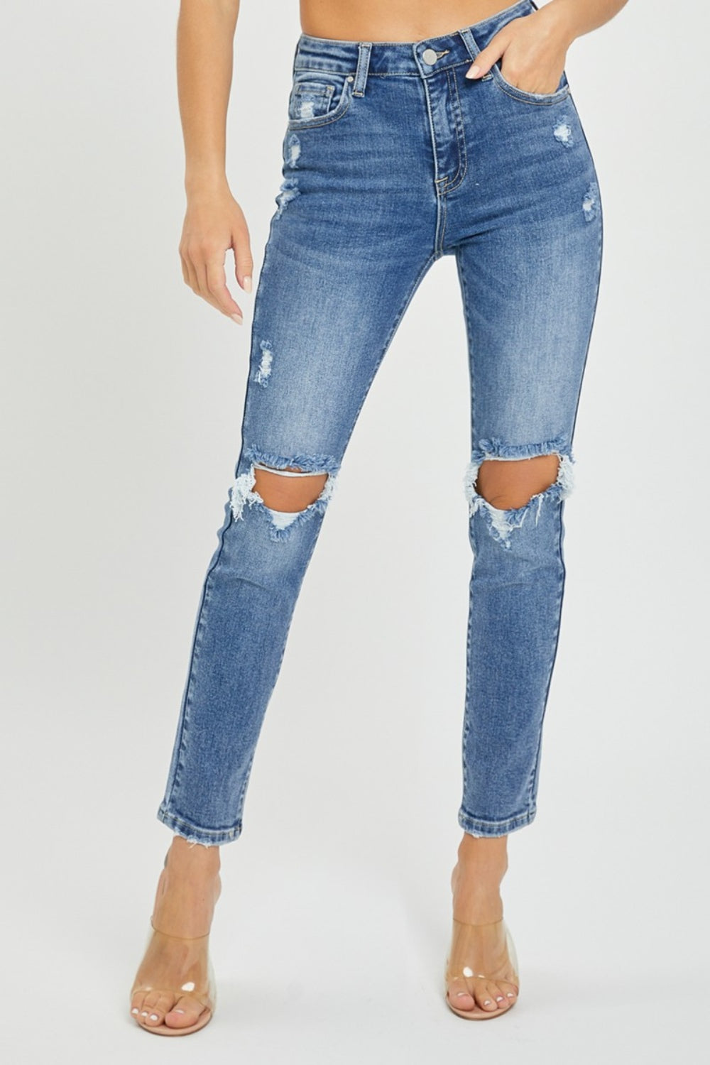 ONLINE ONLY Risen Full Size High Rise Knee Distressed Skinny Jeans