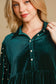 Pearl Detail Half Sleeve Velvet Babydoll Blouse ONLINE ONLY