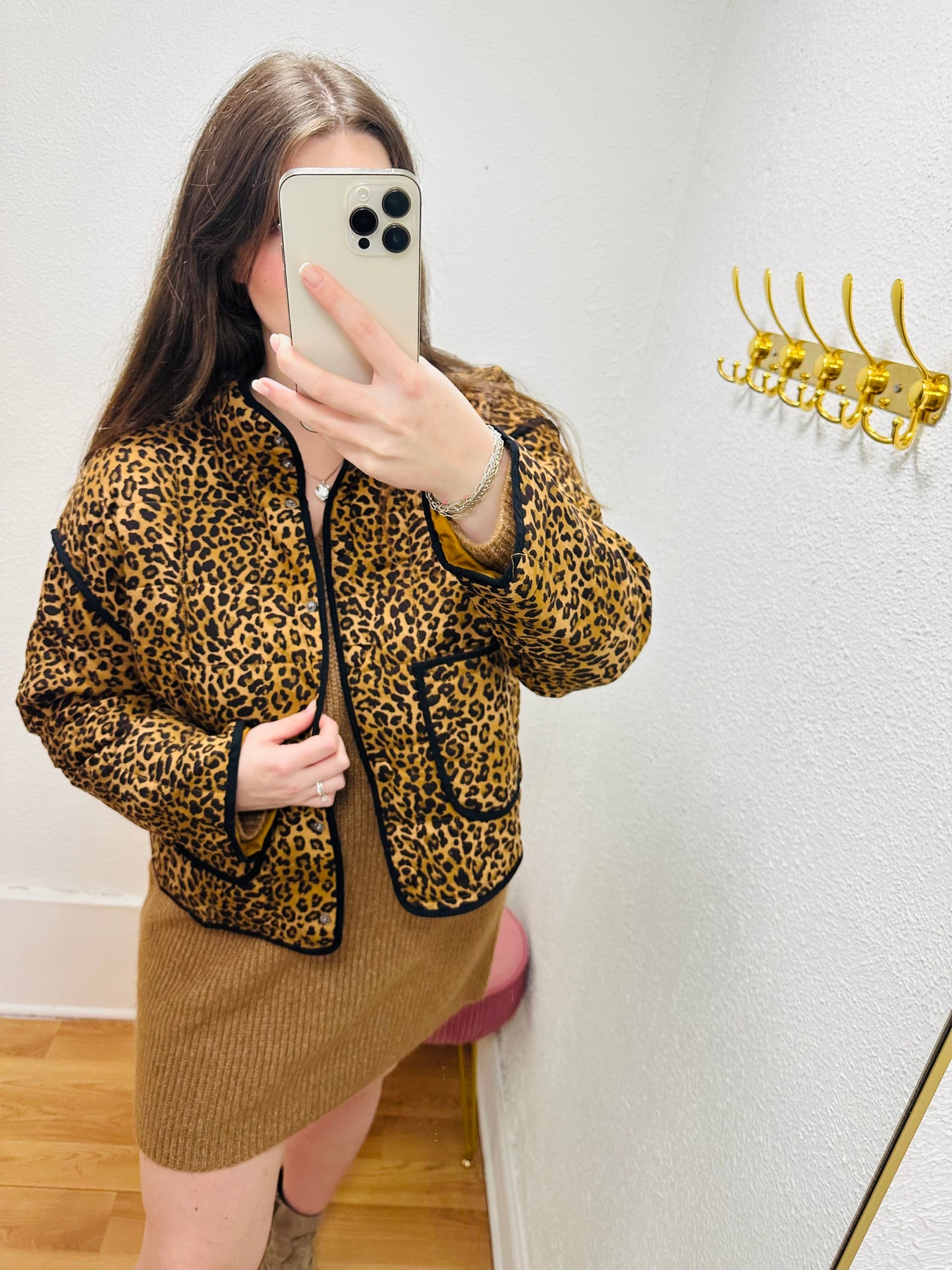 Quilted Leopard Puffer Jacket