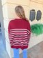 Striped Oversized Sweater - Cabernet