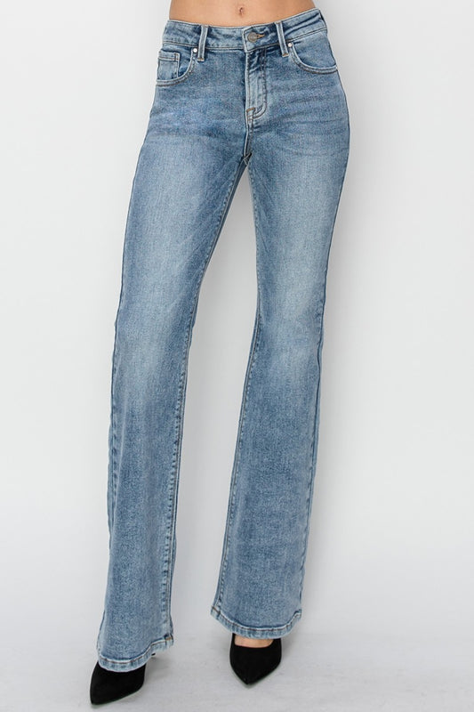 ONLINE ONLY RISEN Full Size Mid Rise Bootcut Jeans