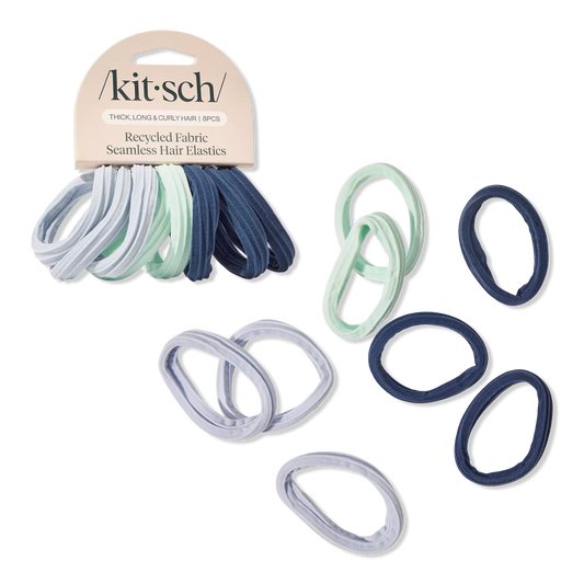 Kitsch Recycled Fabric Seamless Hair Elastics 8 Piece Set - Garden Bouquet