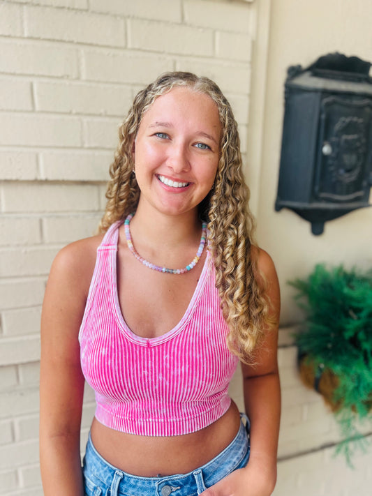 Washed Seamless Racerback Tank - Ash Pink