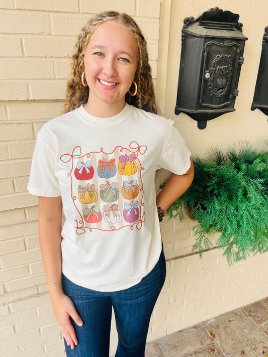Pumpkin Stack Frame Graphic Tee - Ivory