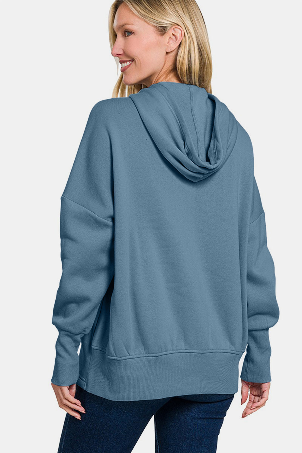 Half Snap Long Sleeve Hoodie with Kangaroo Pocket ONLINE ONLY