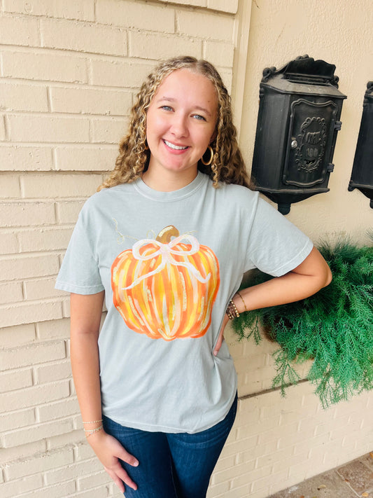 Bow Pumpkin Graphic Tee - Bay